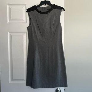 Banana Republic Grey Shift Dress w/ leather trim